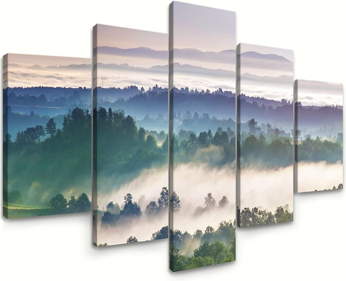 Canvas Prints Wall Art Beach Sunset Ocean Waves Nature Pictures for Living Room Office Home Decorations 5 Piece Large Modern Stretched and Framed Ready to Hang Landscape Artwork