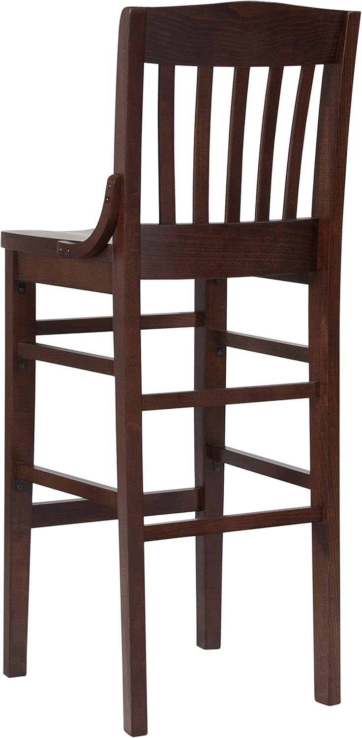 BizChair School House Back Walnut Wood Barstool