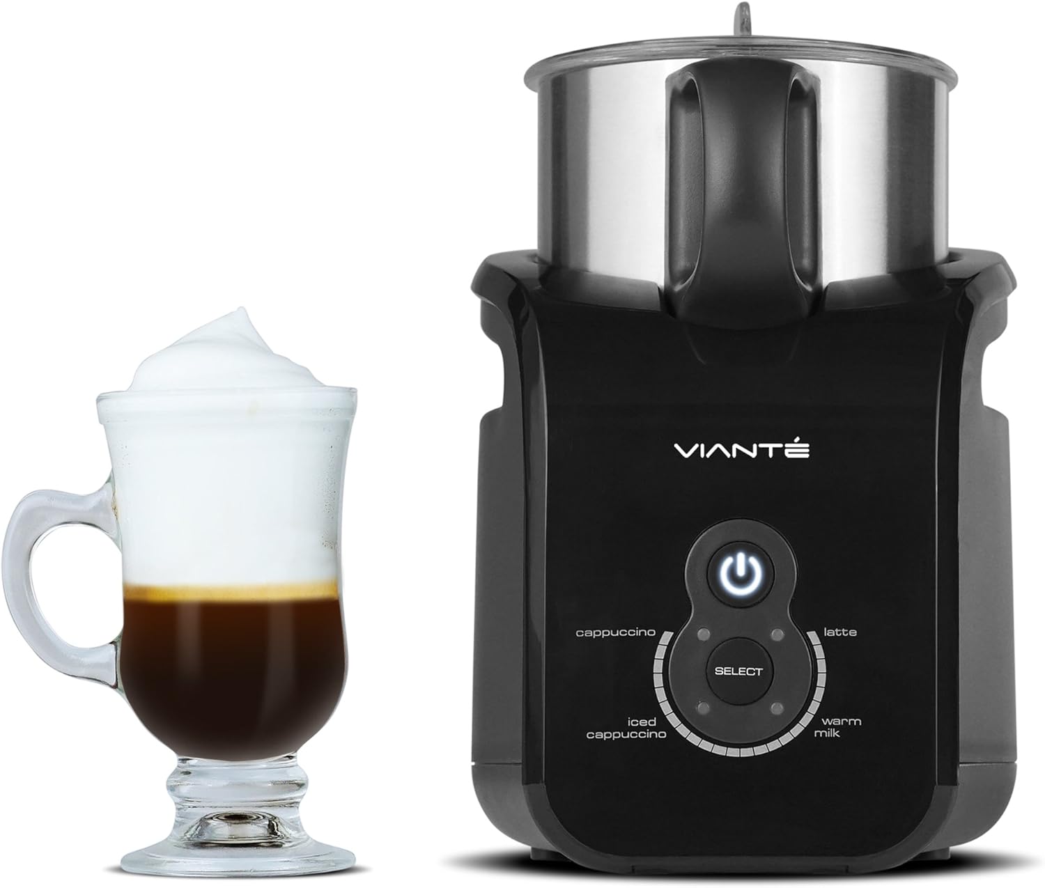 Electric Milk Frother, Warmer & Steamer. Automatic Hot & Cold Functions for Making Lattes, Hot and Cold Cappuccinos, Hot Chocolate, etc. Removable Frothing Container. Dishwasher safe Pack of 2