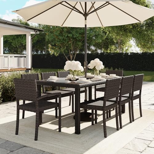 Martha Stewart Bedford Indoor-Outdoor Stackable Patio Armchairs with Rattan Wicker Finish in Brown, Set of 2