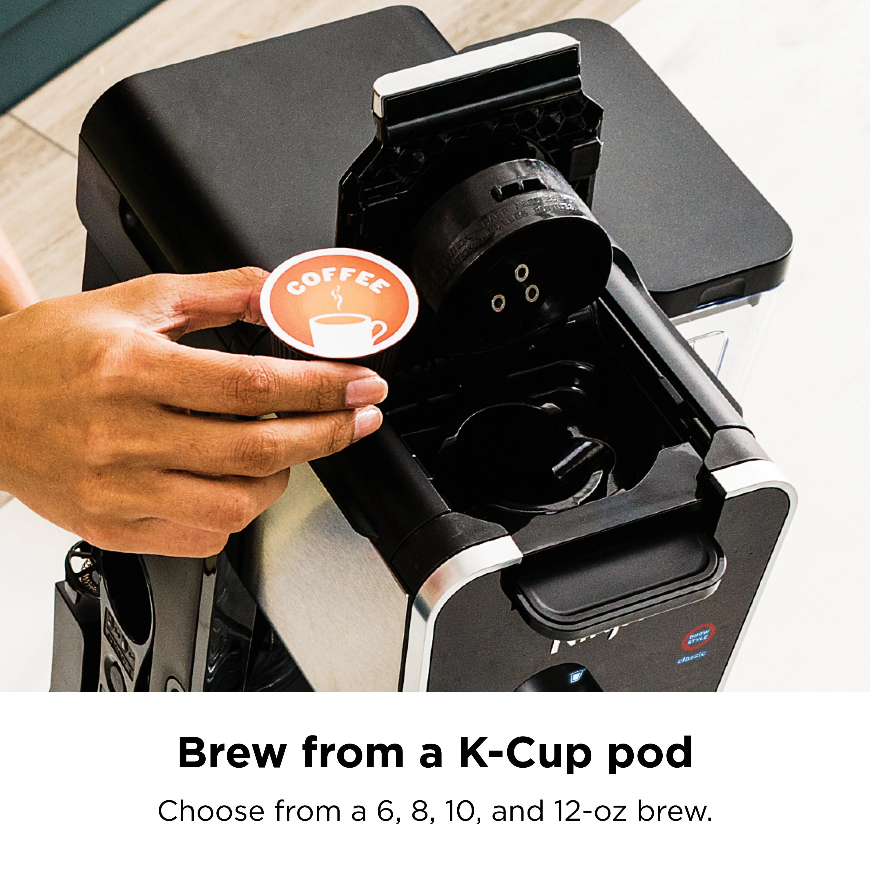 Ninja® CFP300 DualBrew Specialty Coffee System, Single-Serve, K-Cup Pod Compatible, 12-Cup Drip Coffee Maker, Glass Carafe
