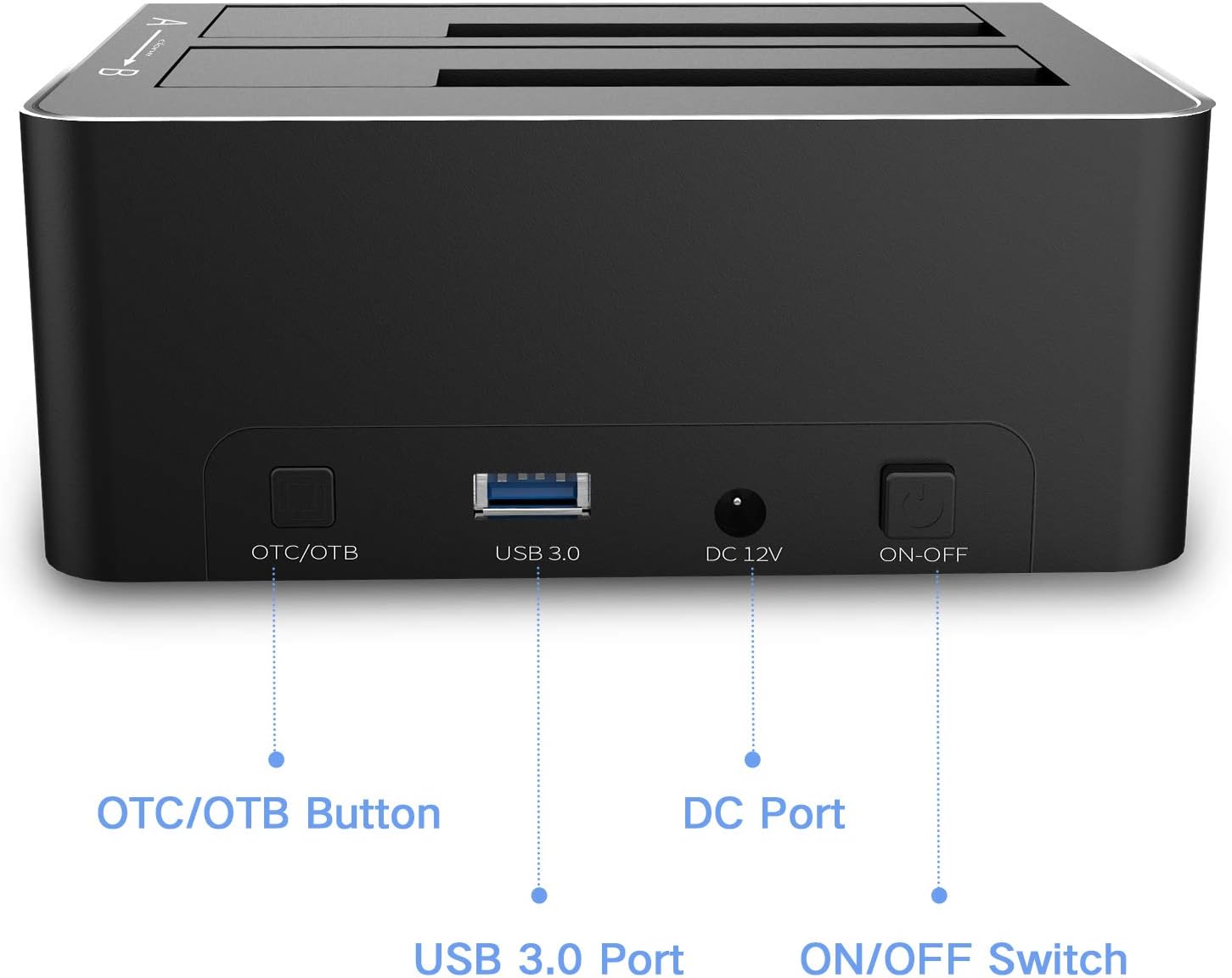 ikuai SATA to USB 3.0 Dual Bay Hard Drive Dock for 2.5 and 3.5 SATA HDD SSD with SD TF Card Reader 2 USB 3.0 Ports and Offline Clone Function External Hard Drive Docking Station (UASP Supported) Pack of 2