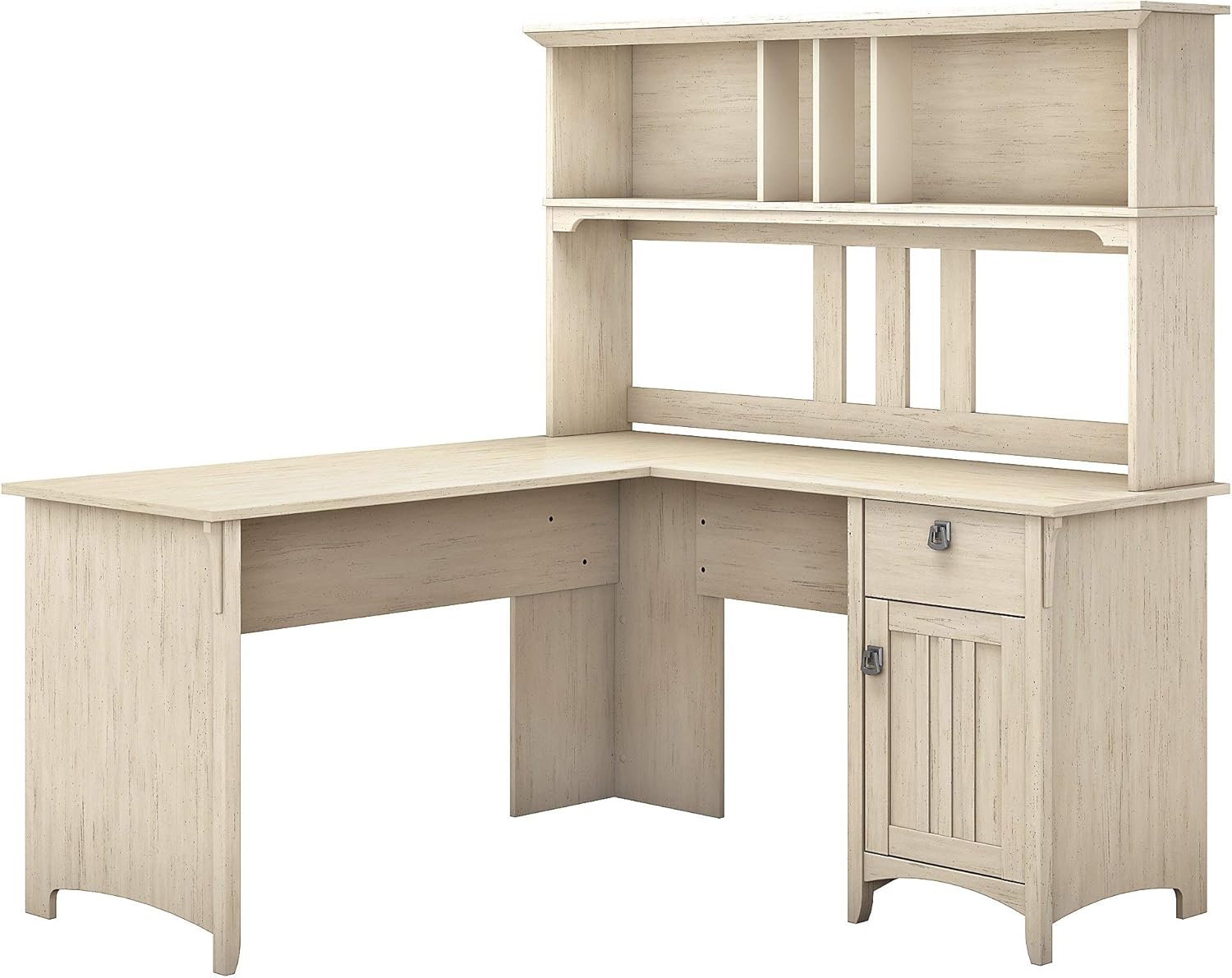 Bush Furniture Salinas 60W L Shaped Desk with Hutch in Cape Cod Gray
