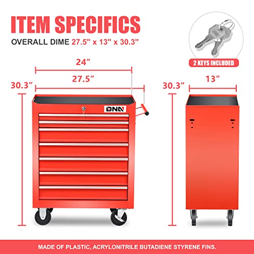 DNA MOTORING 7-Drawer Rolling Tool Cabinet Chest with Keyed Locking System Non-Slip Mat, for Garage Warehouse Workshop, Green, TOOLS-00399