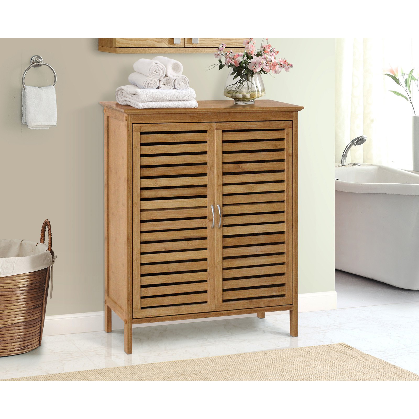 Gallerie Decor Natural Spa Transitional Bamboo Floor Cabinet in Natural