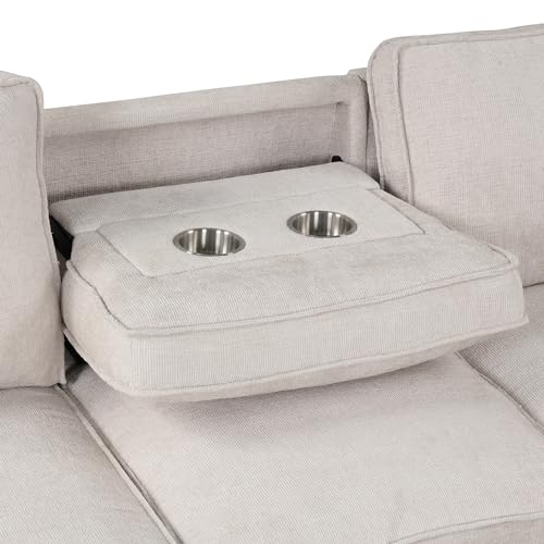 89" W Pull Out Sofa Bed, Upholstery Sleeper Sofa Couch with Storage Space, USB Port, 2 Cup Holders for Living Room - Gray