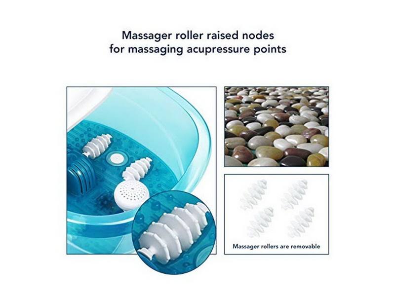Maxkare Foot Spa/Bath Massager with Heat Bubbles Vibration 3 in 1 Function, 4 Masssaging Rollers Pedicure Tired Feet Stress Reli