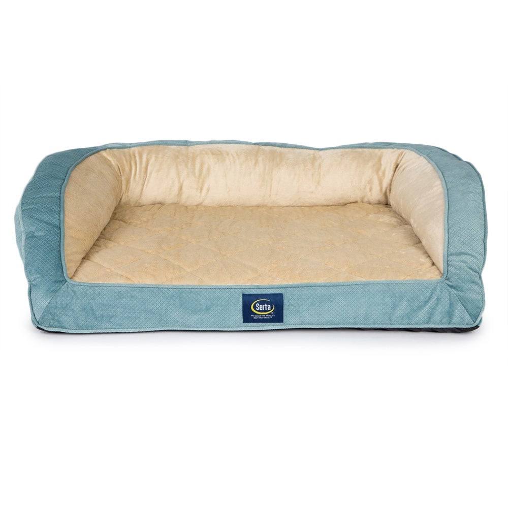 Serta Ortho Quilted Couch Pet Bed, Large, Blue