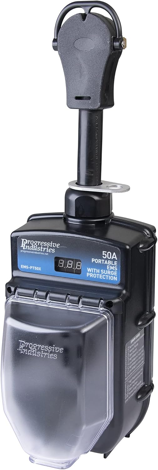 Progressive Industries 50 Amp Portable RV Electrical Management System Surge Protector (1 MIN), EMS-PT50X , Black