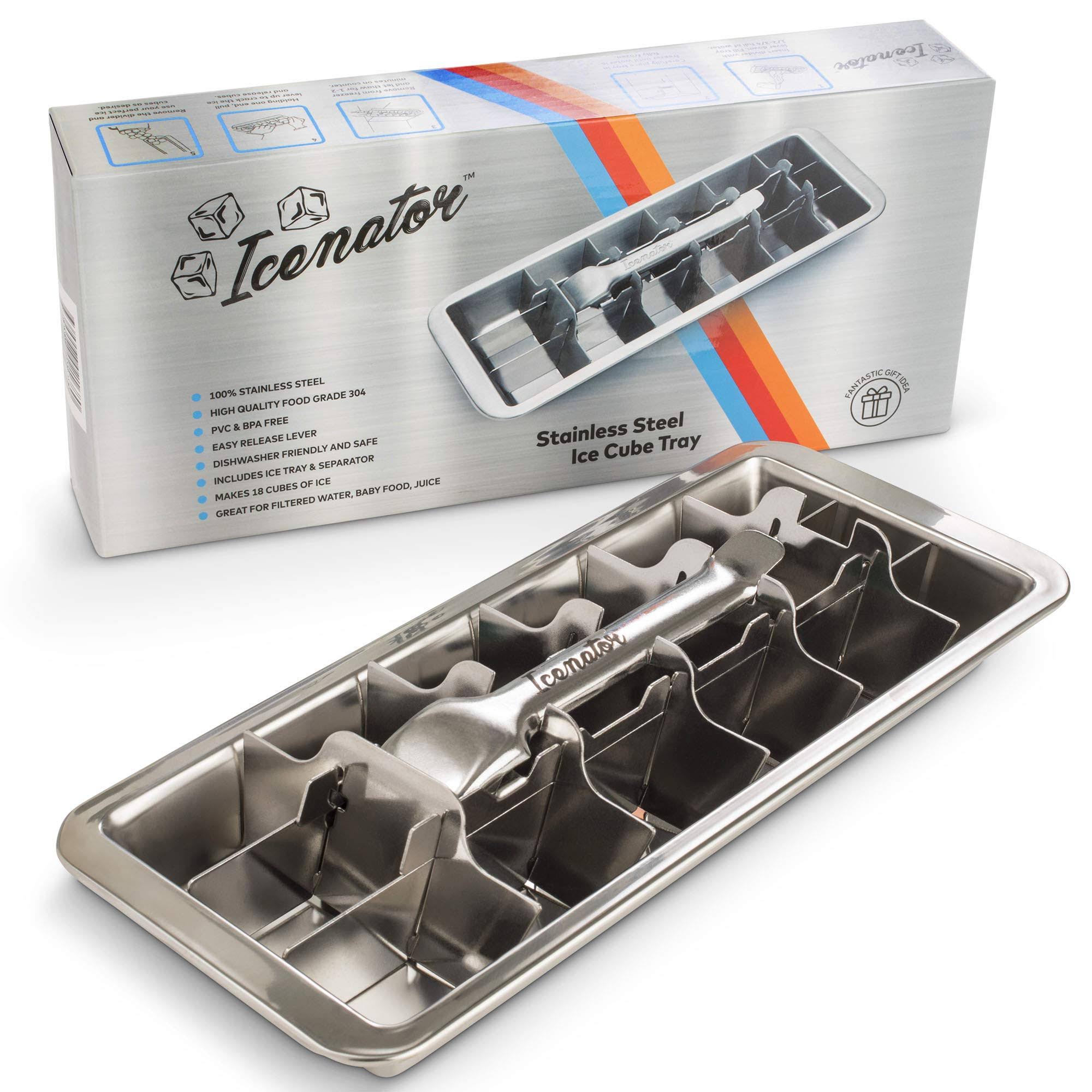 GOWA Easy Removal Metal Ice Trays with Handle - Stainless Steel Ice Cube Maker and Tray, 18 Slot Mold - BPA-Free, Food-Grade Fre