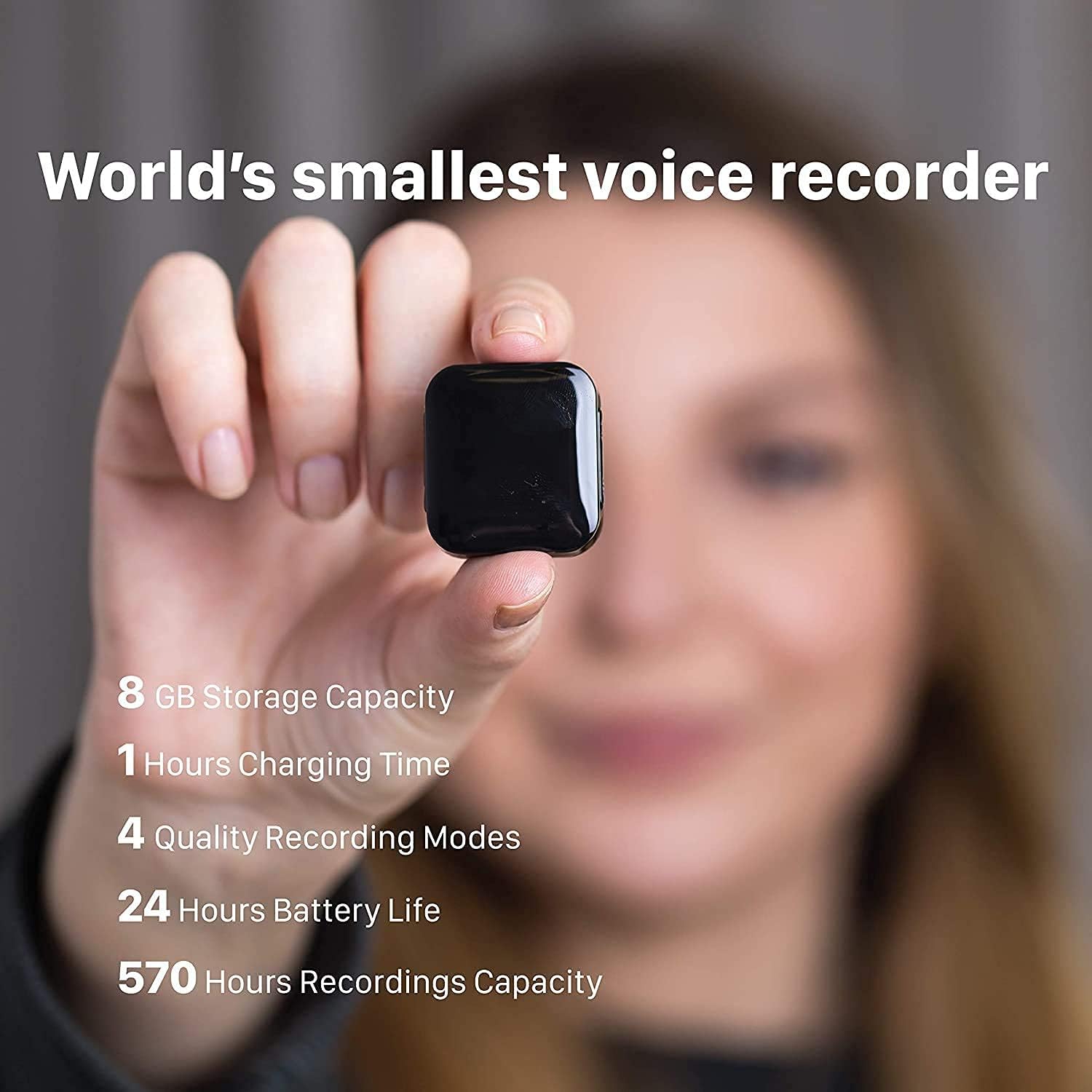 Mini Voice Recorder - Voice Activated Recording - 512 Hours Recording Capacity, Up to 24 Hours Battery Life, Password Protection, Easy to Use, Up to 1536 kBps - Patented by ATTO Digital Pack of 2