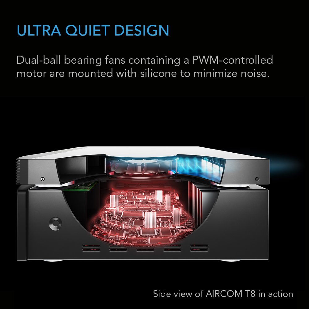 AC Infinity AIRCOM S6, Quiet Cooling Blower Fan System 12 Rear-Exhaust for Receivers, Amps, DVR, AV Cabinet Components
