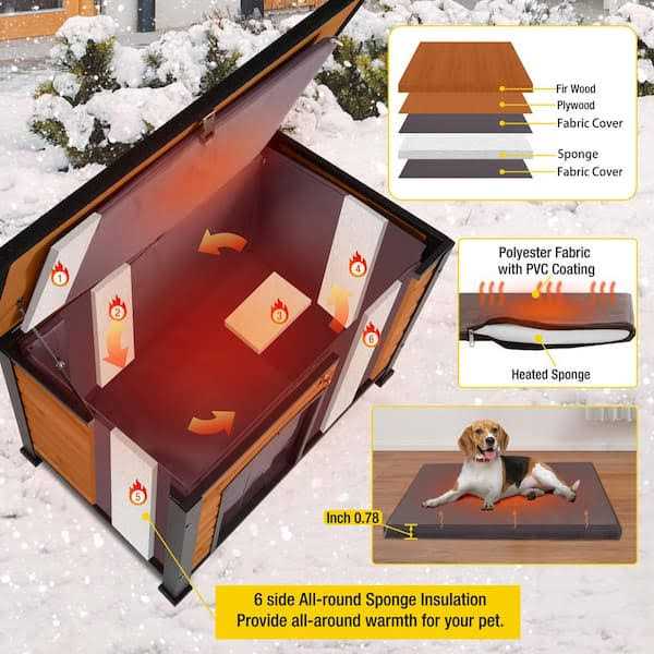 aivituvin Insulated Outdoor Dog House with Liner Inside Waterproof Roof - Pet Supplies online store