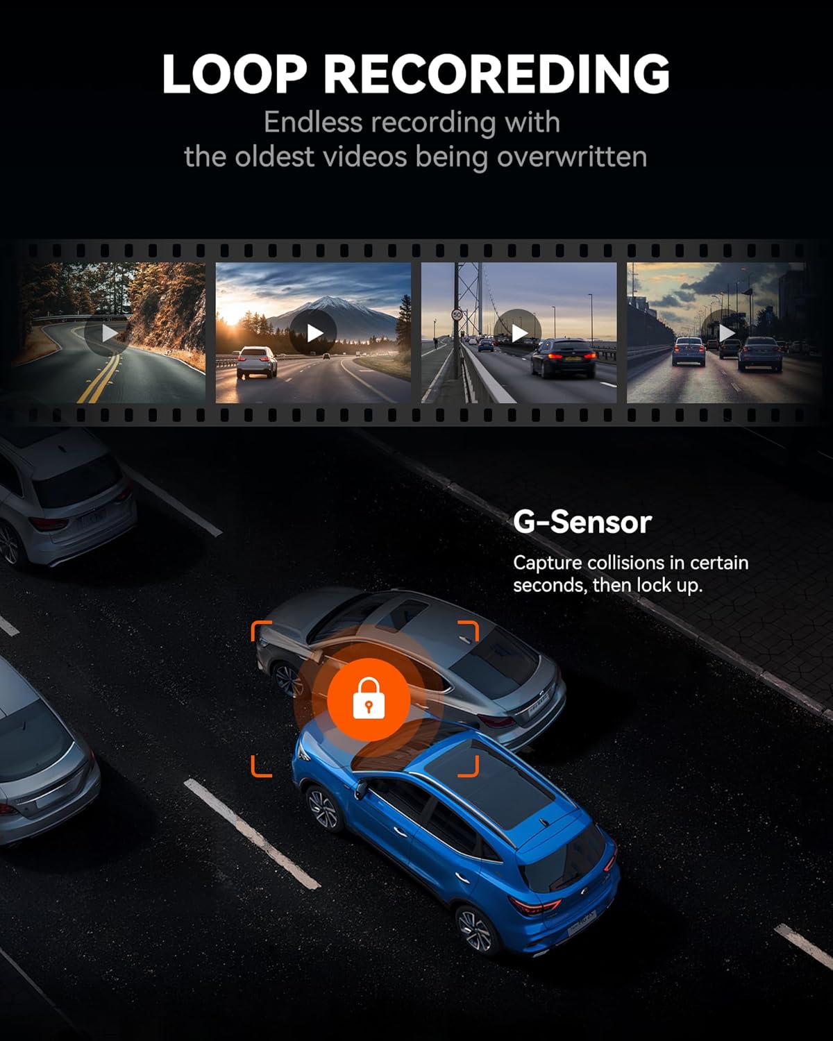 WOLFBOX G840S 12" 4K Mirror Dash Cam Backup Camera, 2160P Full HD Smart Rearview Mirror for Cars & Trucks, Front and Rear View Dual Cameras, Night Vision, Parking Assistance, Free 32GB Card & GPS
