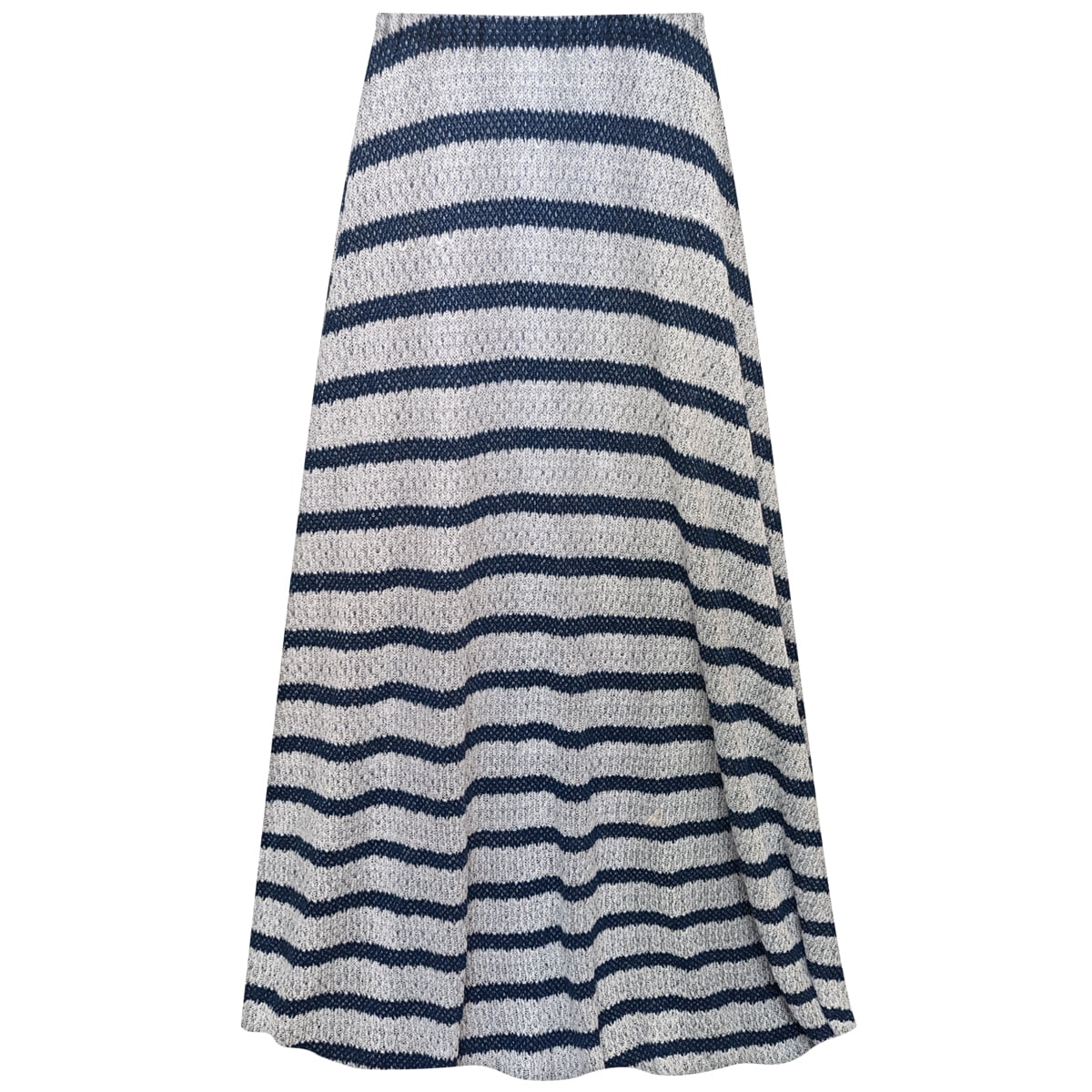 Medium Petite Women's Boho Skirt - Elastic Waist Maxi Skirt White and Navy Designer Print A-line with Liner