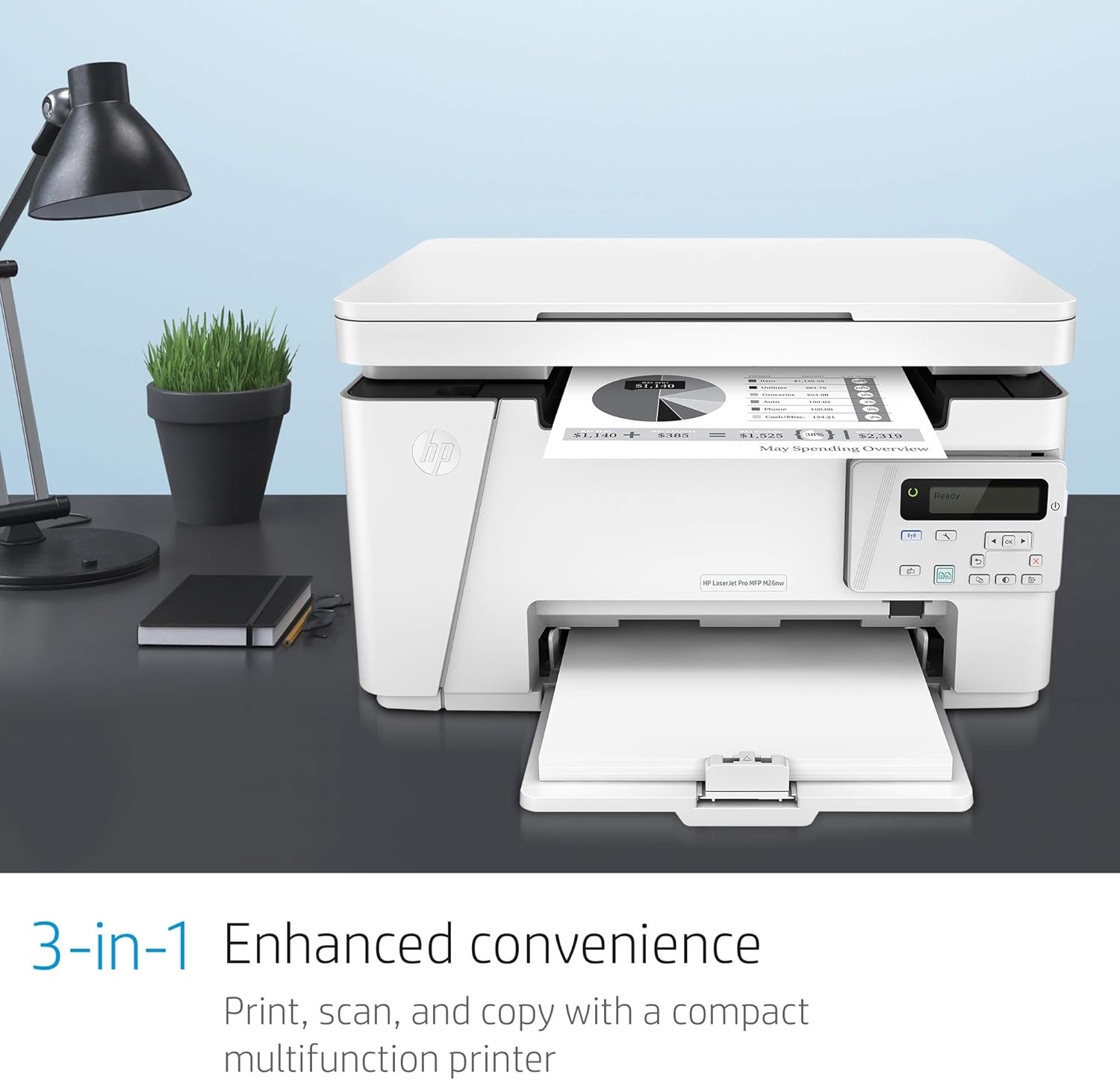 HP Laserjet Pro M26nw Wireless All-in-One Compact Laser Printer, Works with Alexa (T0L50A)