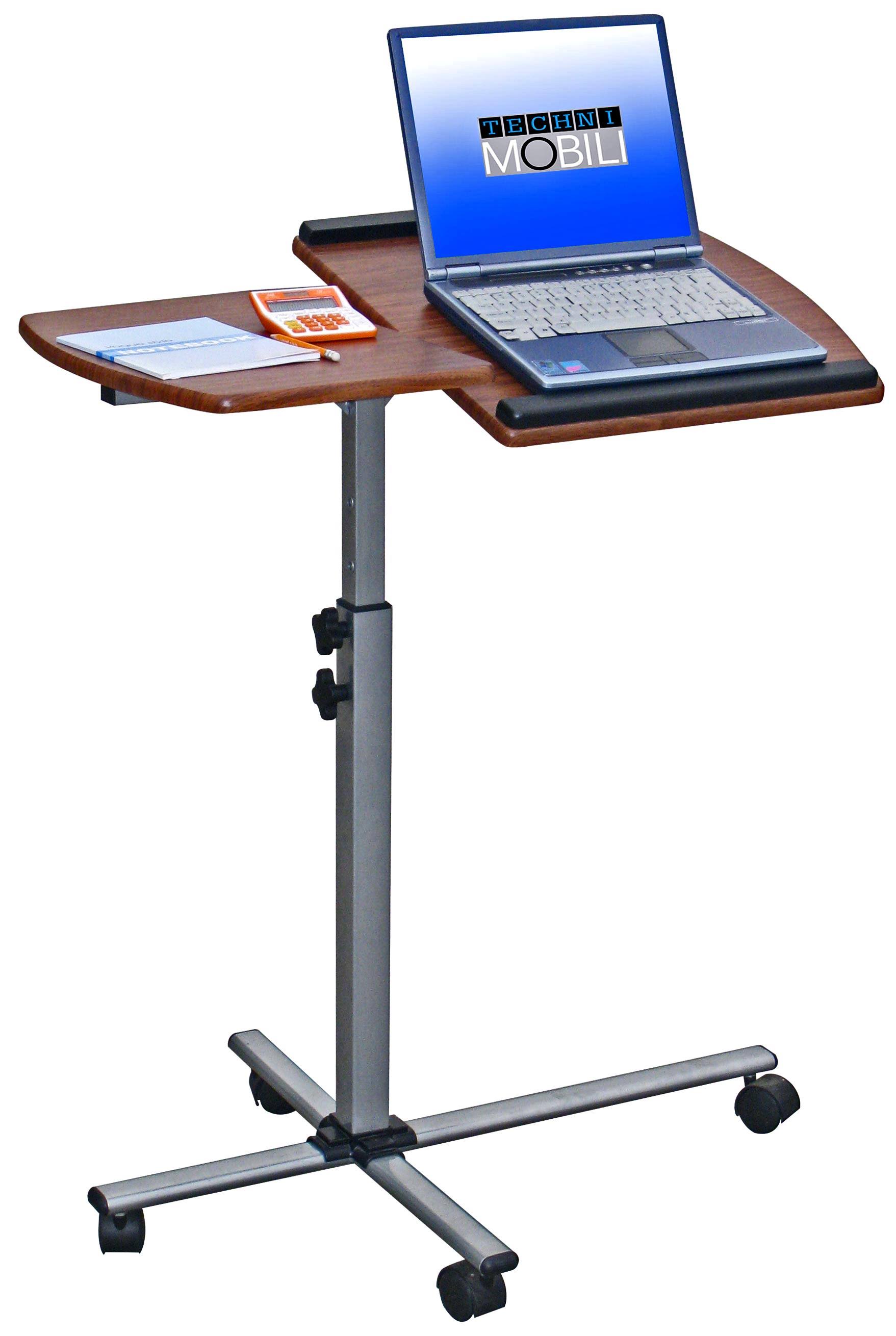 Techni Mobili Adjustable Laptop Cart Mahogany