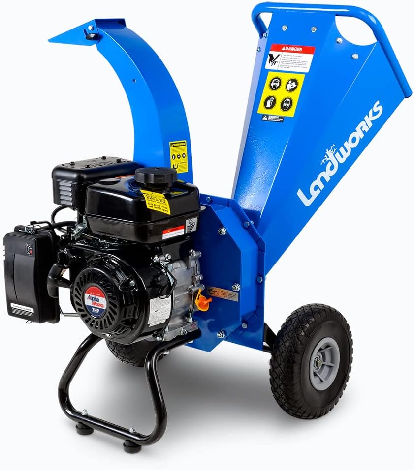 Landworks Mini Wood Chipper Shredder Mulcher Heavy Duty 7HP Compact Design 3 Inch Max Capacity