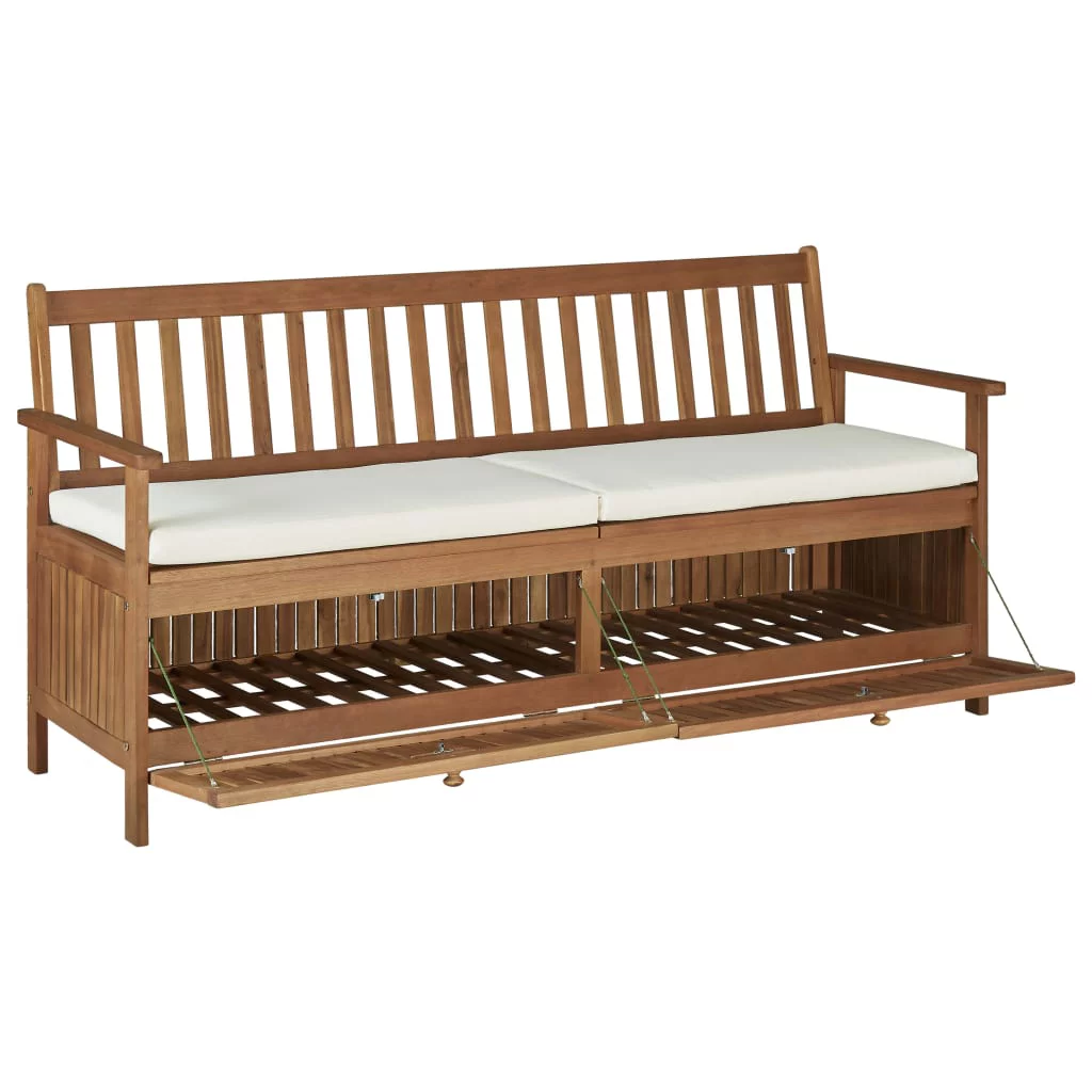 Storage Bench with Cushion 66.9" Solid Acacia Wood