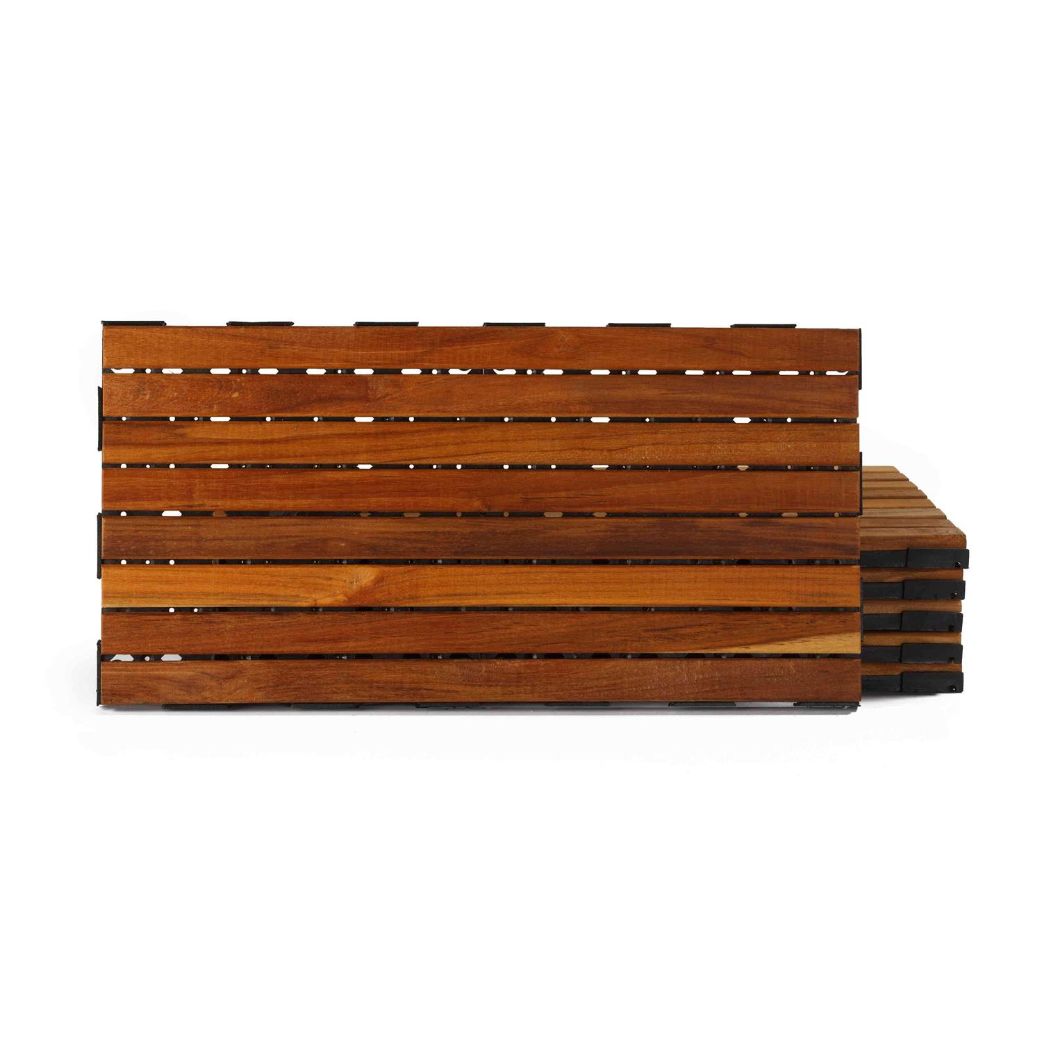 Cortesi Home FloorKNKT Interlocking Teak Wood Floor Patio Deck Tiles in 12x24 inch - Shop Hardware Tools Online Store