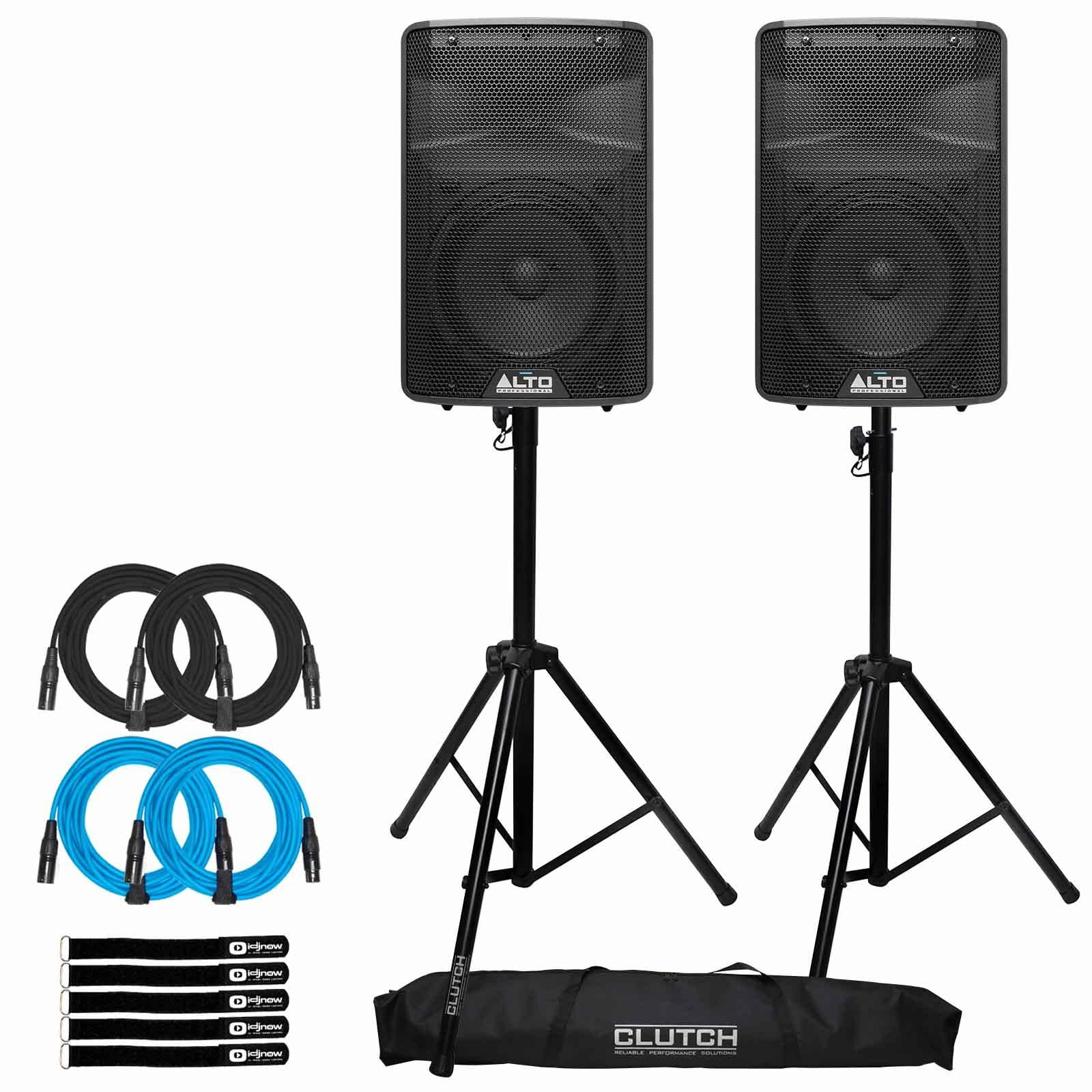 (2) Alto Professional TX308 8" Powered Loudspeakers with Tripod Speaker Stands Package - Curated Treasures Market