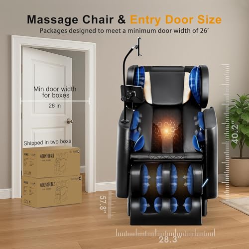 Luxury Zero Gravity Full-Body Massage Chair with Heating, Bluetooth Audio, and Foot Rollers - Home Relaxation Recliner (Velvet Black)