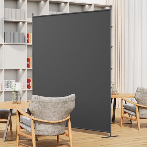 Helios&Hestia 8-Panel 6 ft Tall Indoor Folding Room Divider, Portable Privacy Screen, Freestanding Partition Separator, Temporary Wall Separation for Bedroom, Office, 160" W X 71" H, Dark Grey