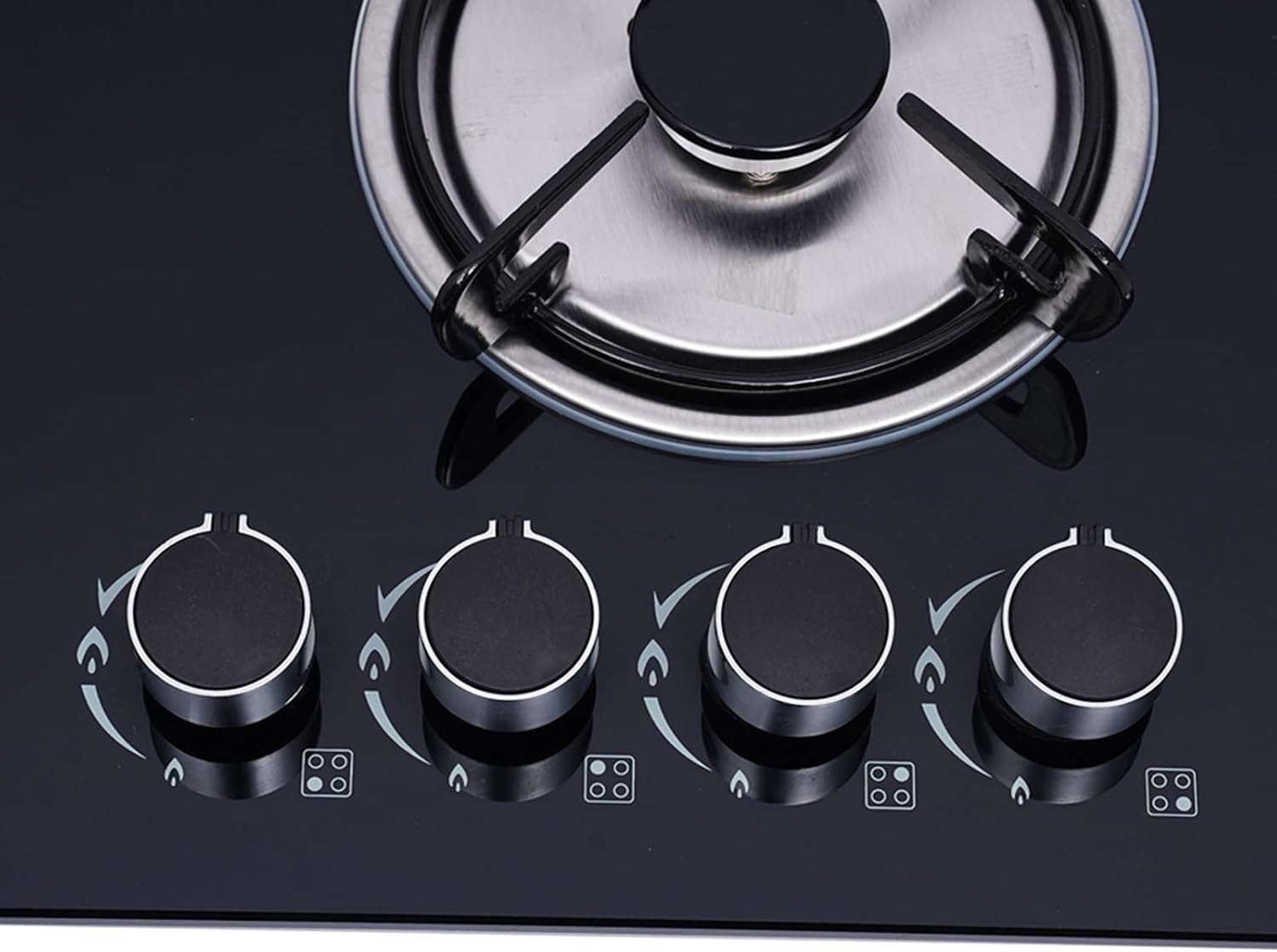 23'' Gas Stove Cooktop, Built in Gas Cooktop 4 Burners Stainless Steel Stove, LPG/NG Kitchen Cooker Thermocouple Protection, Easy to Clean Tempered Glass LPG/NG Gas Cooktop