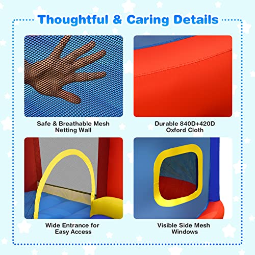 BOUNTECH Inflatable Bounce House, Bouncy House for Kids 5-12 Indoor Outdoor Family Fun w/Playhouse, Basketball Hoops, Ball Pit Pool, Portable Backyard Bouncer for Toddler Birthday Party Gifts