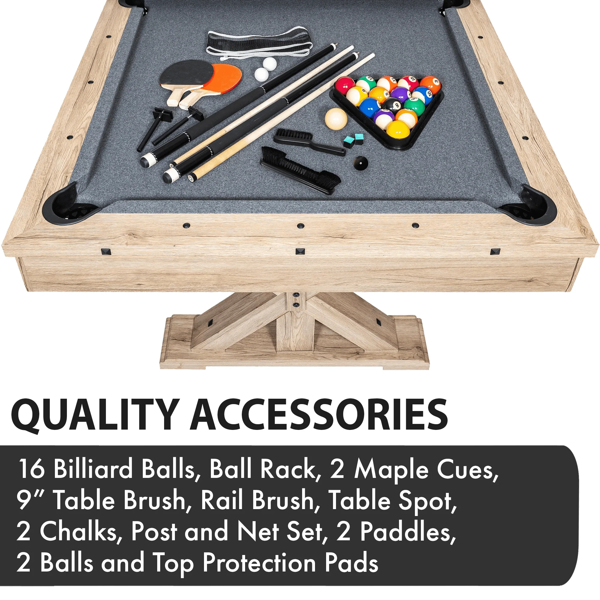 Freetime Fun Rockford 7-ft 3 in 1 Multi Game Featuring Pool Table with Dining and Table Tennis Tables, Upgraded Accessories Included - RB3010A