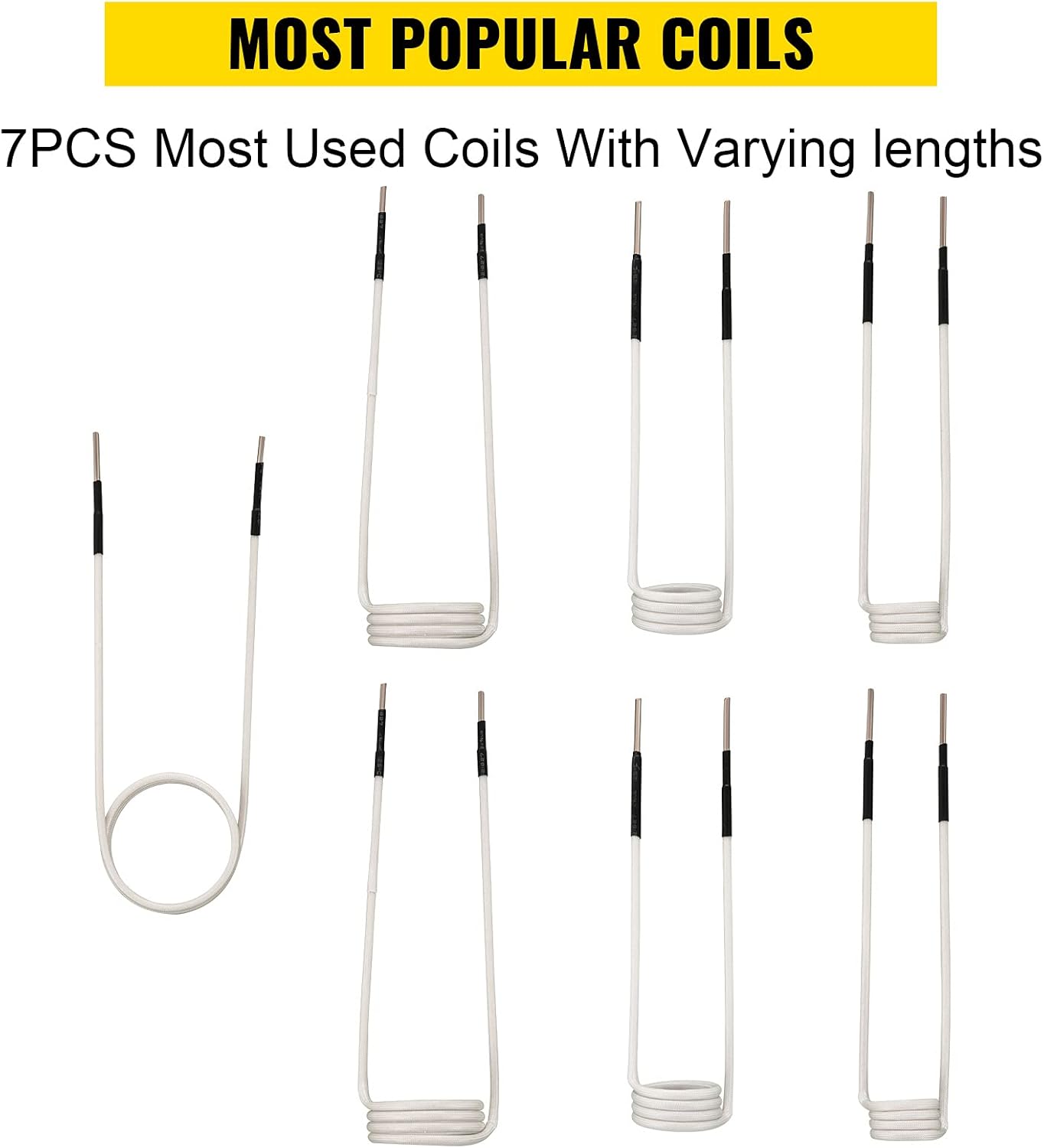 VEVOR Induction Heater Coil Kit 7PCS Most Used Induction Heater Coils with Varying Lengths, Heat Resistant Induction Heater Tool with Flexibility and Long Lifespan For Removing Rusty Bolts and Nuts Pack of 2
