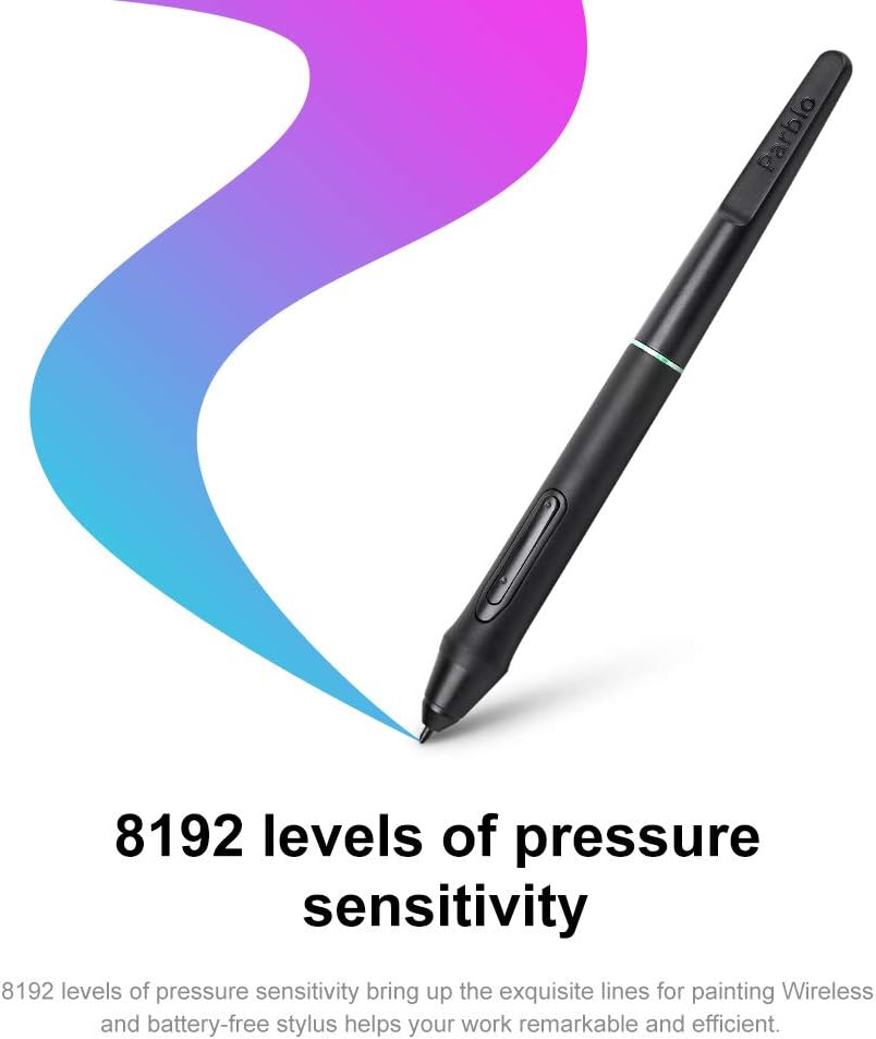 Parblo Graphics Drawing Tablet, 8192 Levels Battery-Free Stylus Art DrawingTablet with 8 Express Keys, Compatible with Chromebook and Android( A610 PRO) Pack of 2