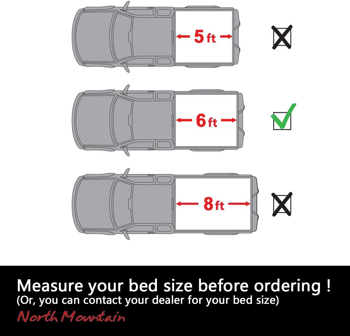 North Mountain Soft Roll Up Tonneau Cover, Compatible with 2019-now Ford Ranger 6ft Bed,