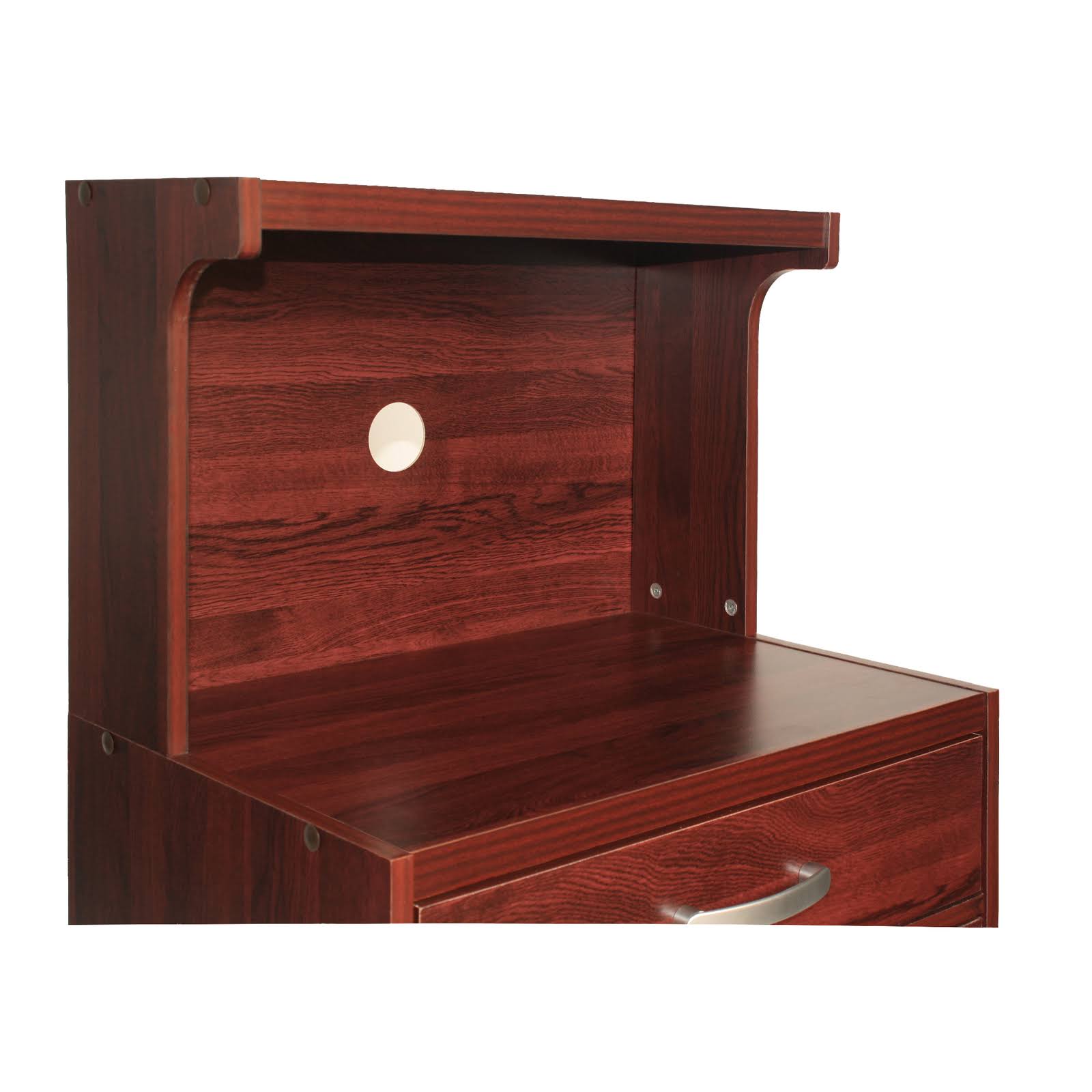 Better Home Products Shelby Kitchen Wooden Microwave Cart in Mahogany