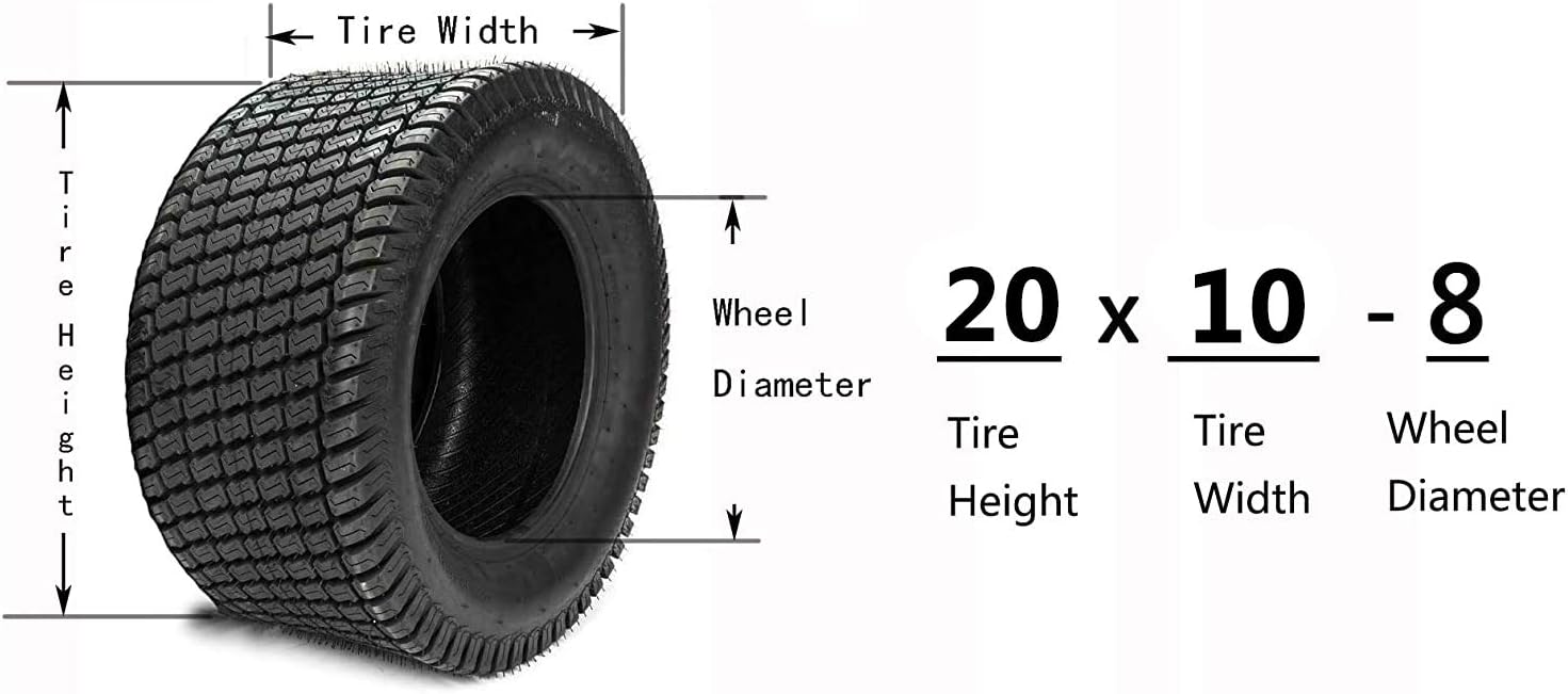 2pcs 20x10-8 Lawn Garden Tractor Mover Cart Turf Tires 20x10.00-8 20/10-8 4PR