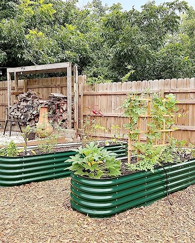 Vego garden Raised Garden Bed Kits, 17" Tall 9 in 1 8ft X 2ft Metal Raised Planter Bed for Vegetables Flowers Ground Planter Box-Modern Gray