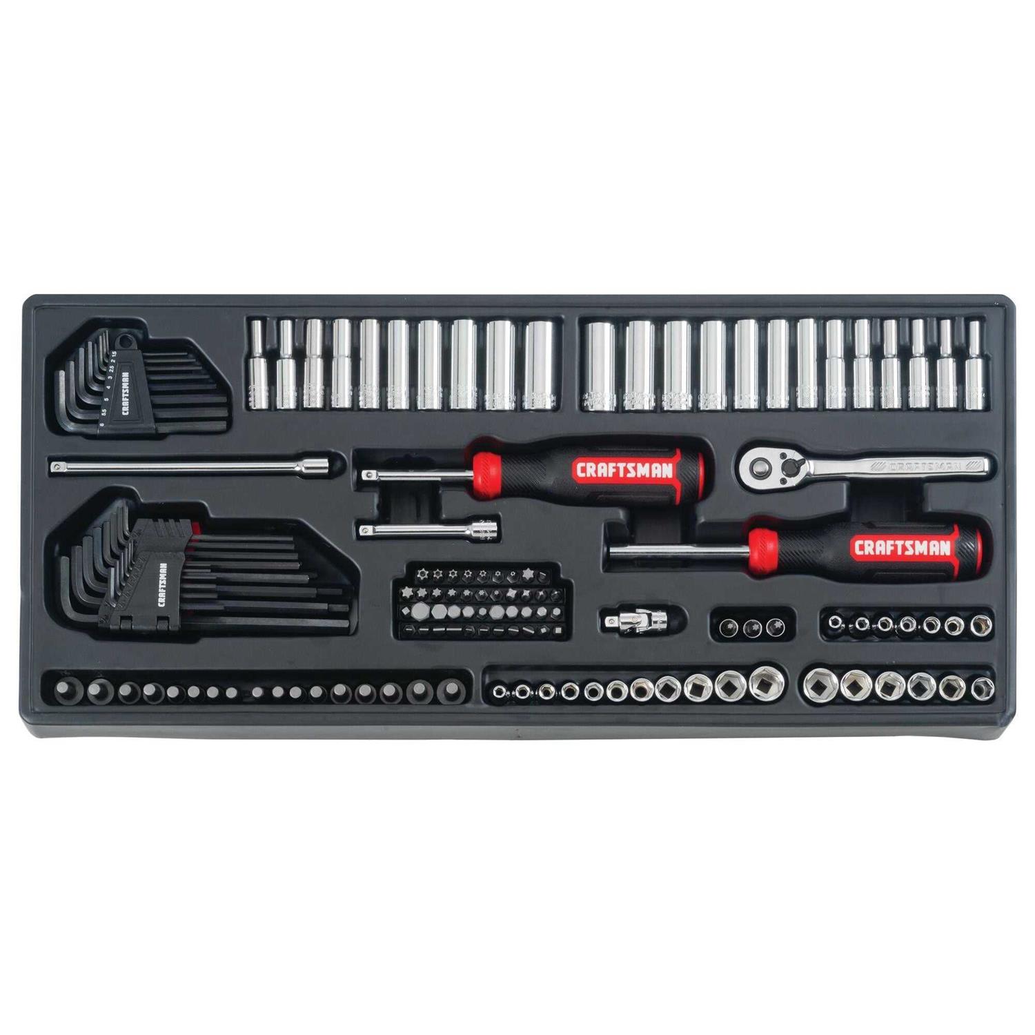 Craftsman 1/4 3/8 and 1/2 in. Drive Metric and SAE 6 and 12 Point Mechanic's Tool Set 308 pc - Shop Hardware Tools Online Store