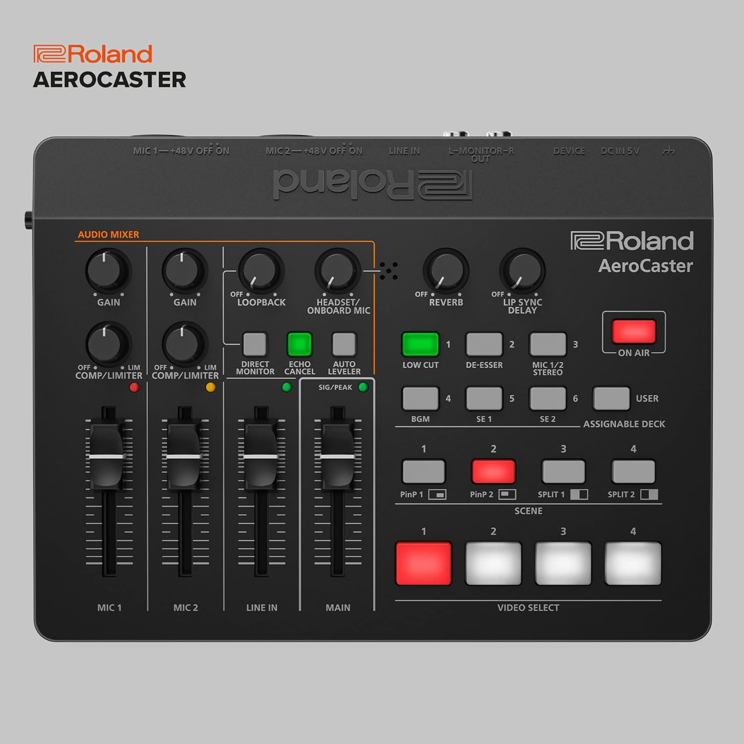 Roland AeroCaster Live Streaming System – Powerful Wireless Multi-Camera Production Solution with Hardware Controller/Audio Interface and Full-Featured iPad app.
