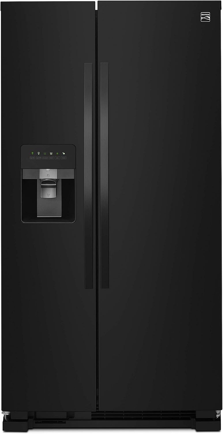 Kenmore 36 Side-by-Side Refrigerator and Freezer with 25 Cubic Ft. Total Capacity, Black