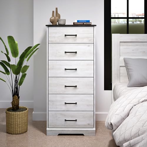 Prepac Sonoma 6 Drawer Dresser for Bedroom, Tall Chest of Drawers, Bedroom Furniture, Clothes Storage and Organizer, 19" D x 23.25" W x 52.75" H, Black