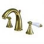 Widespread Bathroom Faucet with Double Porcelain Lever Handles, Polished Brass