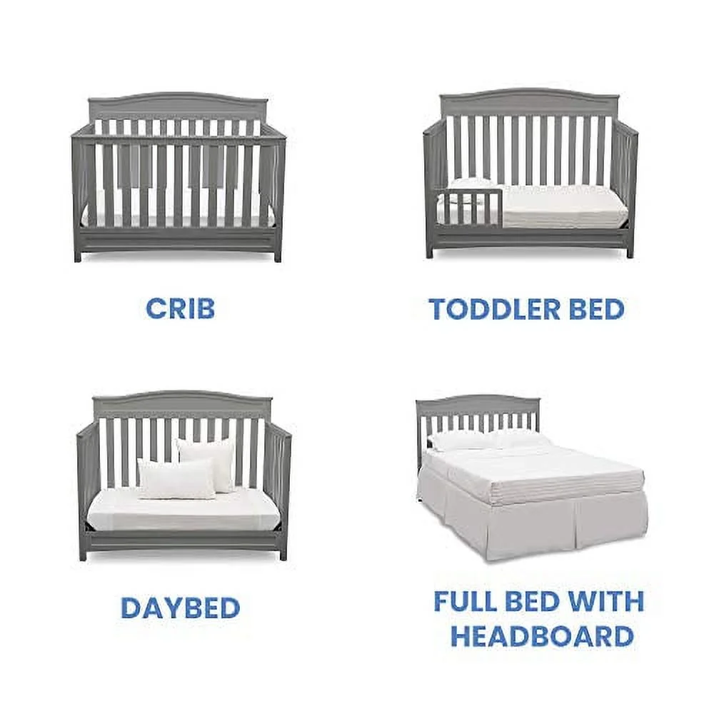 Delta Children Emery 4-in-1 Convertible Baby Crib, Grey