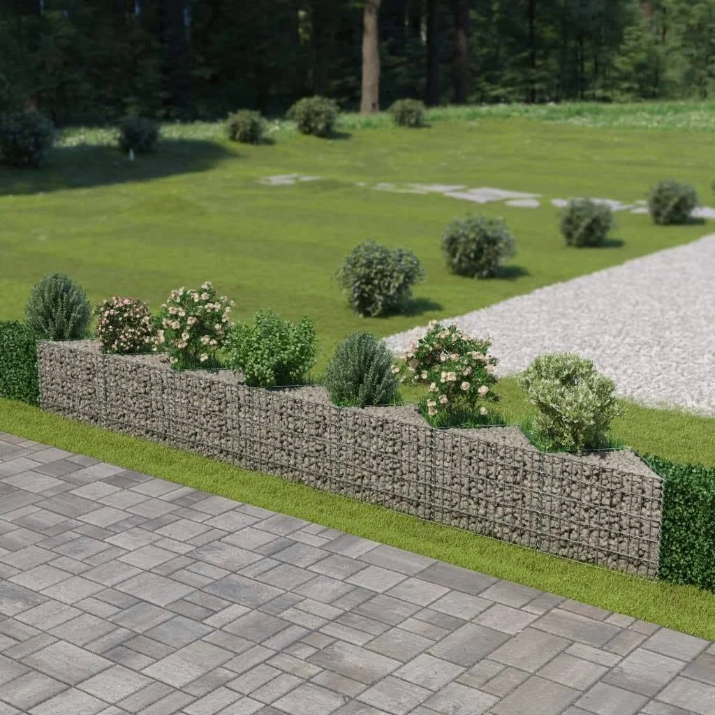 vidaXL Gabion Wall Galvanized Steel - 177.2x22x11.8x22x19.7x22