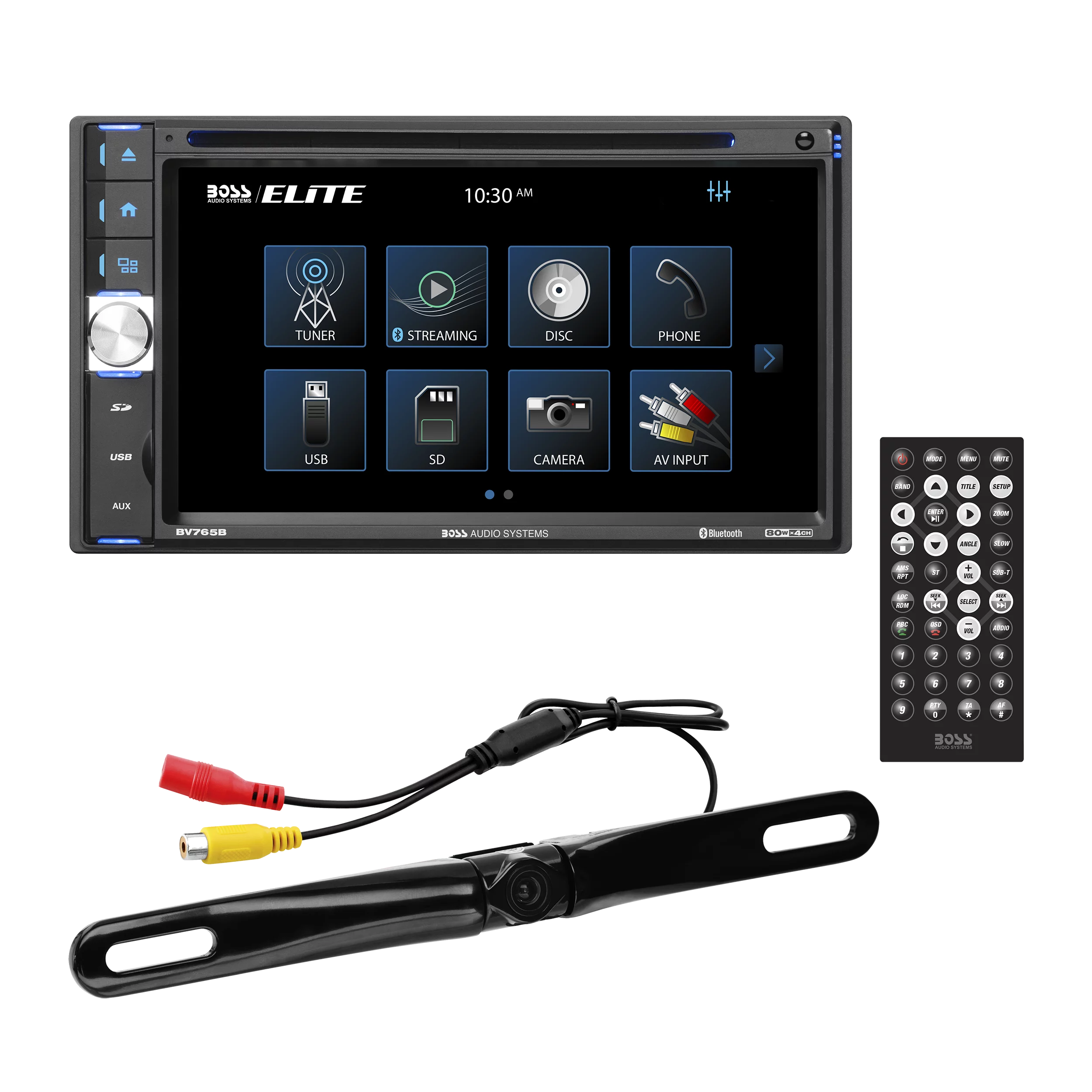 Restored Premium BOSS Audio Systems Elite BV765BLC Car Audio Stereo System 6.5 Inch Double Din, Touchscreen, Bluetooth Audio Calling Head Unit, Radio Receiver, CD Player, Backup Camera, USB (Refurbished)