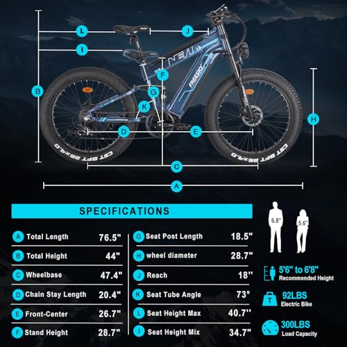 FREESKY 2024 Upgraded Dual Battery 48V 35AH 2000W Motor 80-155 Miles Long Range Electric Bike for Adults 38MPH+ 26" Fat Tire Full Suspension EBike with Dual Hydraulic Brakes