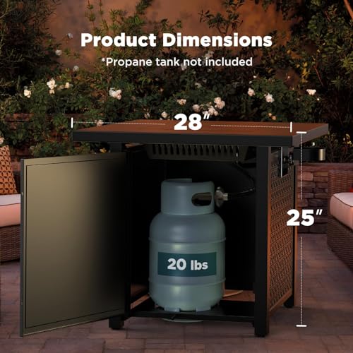 Ciays Propane Fire Pits 32 Inch Outdoor Gas Fire Pit, 50,000 BTU Steel Fire Table with Lid and Lava Rock, Add Warmth and Ambience to Gatherings and Parties On Patio Deck Garden Backyard, Black