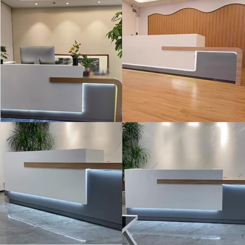 Reception Desk with Counter,Open Front Desk Reception Counter with Lockable Drawer & Door Cabinet, Salon Reception Modern Large Counter Table for Store Shop Office,B,L 120cm/47in
