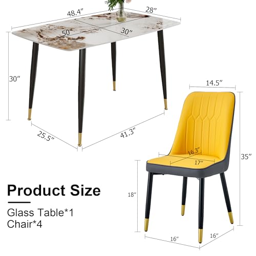 Marble Sintered Stone Dining Table, 50" Oval White Dining Table with Sintered Stone Table Top and Metal Legs, Faux Marble Kitchen Table for 4 People, Fade and Scratch Resistant, Table Only