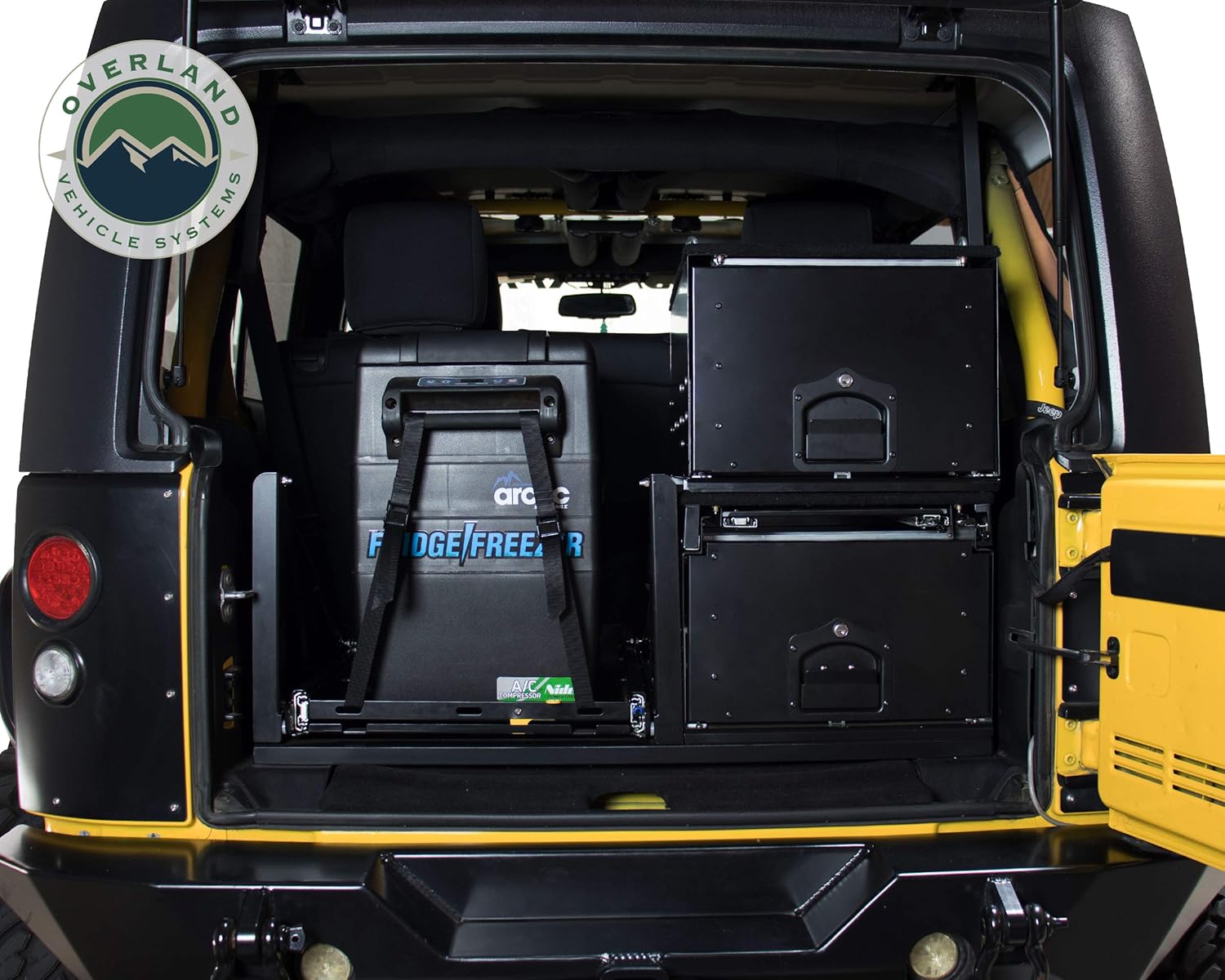 Overland Vehicle Systems Cargo Box With Slide Out Drawer & Working Station Size - Black Powder Coat Universal