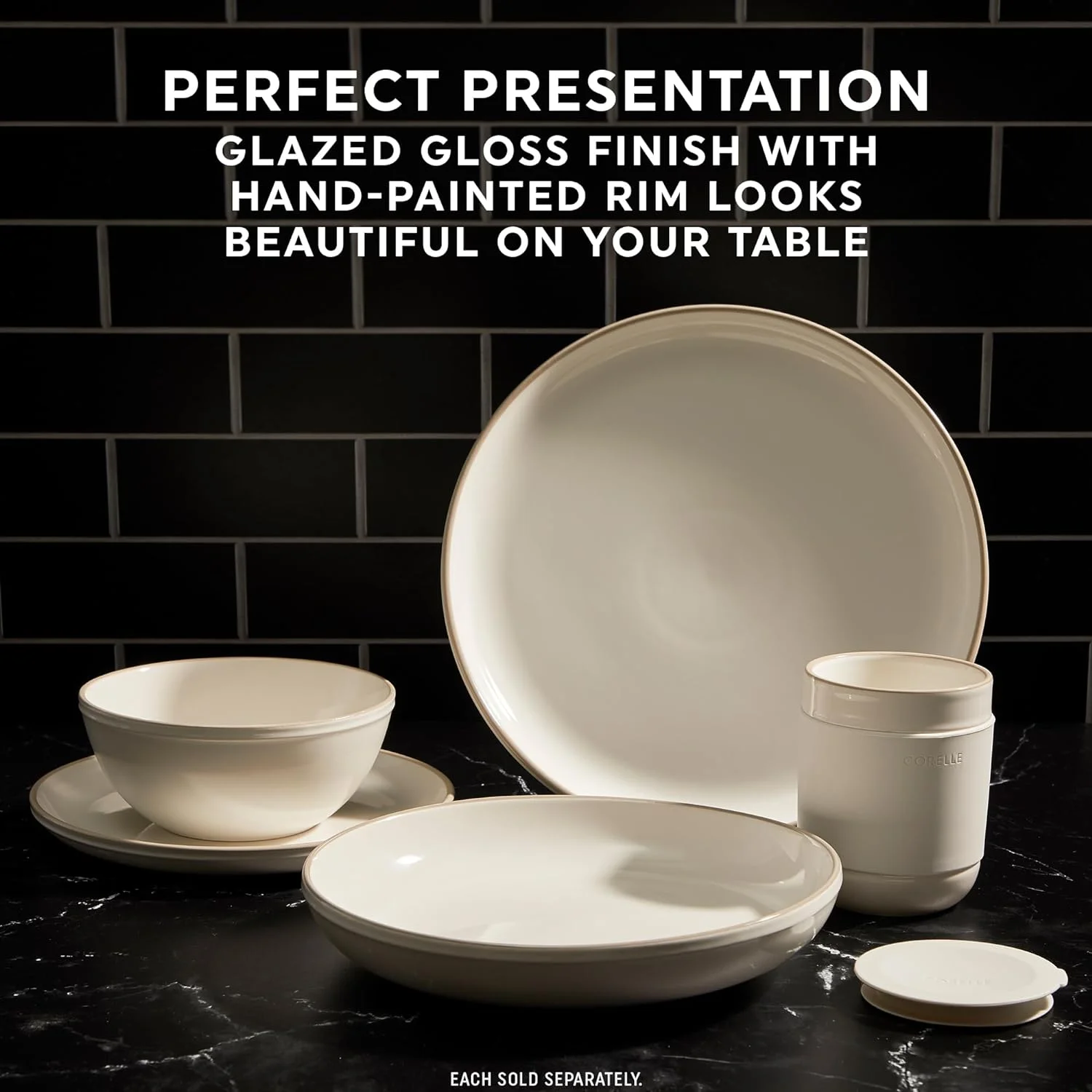 RUO Stoneware 16-Pc Dinnerware Set, Handcrafted Artisanal Double Bead Plates, Meal Bowls, Bowls and Tumblers, Solid and Reactive Glazes, Dining Plate Set, Navy